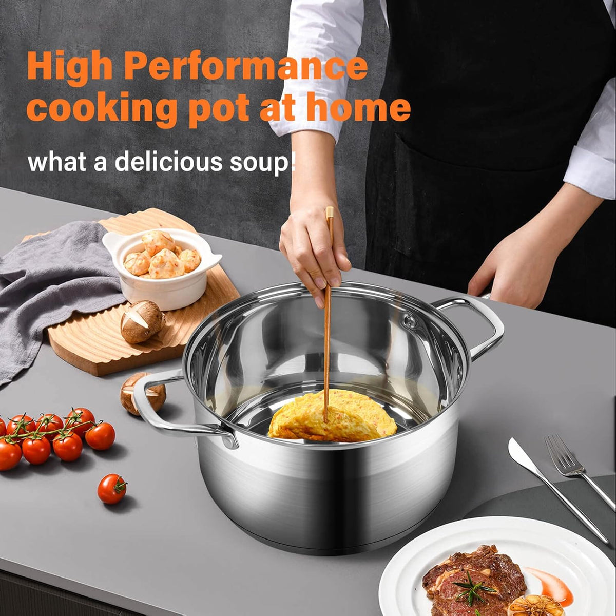 Stainless Steel Stock pot-10 Quart pot-Stockpots with Lid -Soup Pot-Induction Pot-Cookware-Cooking Pot-crock pot