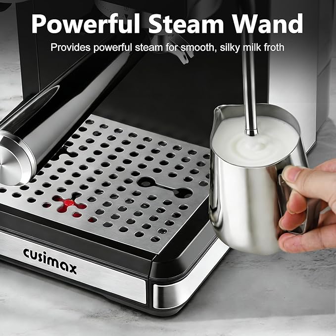 Espresso Machine with Grinder, 20 Bar Professional Expresso Coffee Machines with Milk Frother Steam Wand, Espresso Maker with 60oz Removable Water Tank, Cappuccino & Latte Machine for Home (Black)