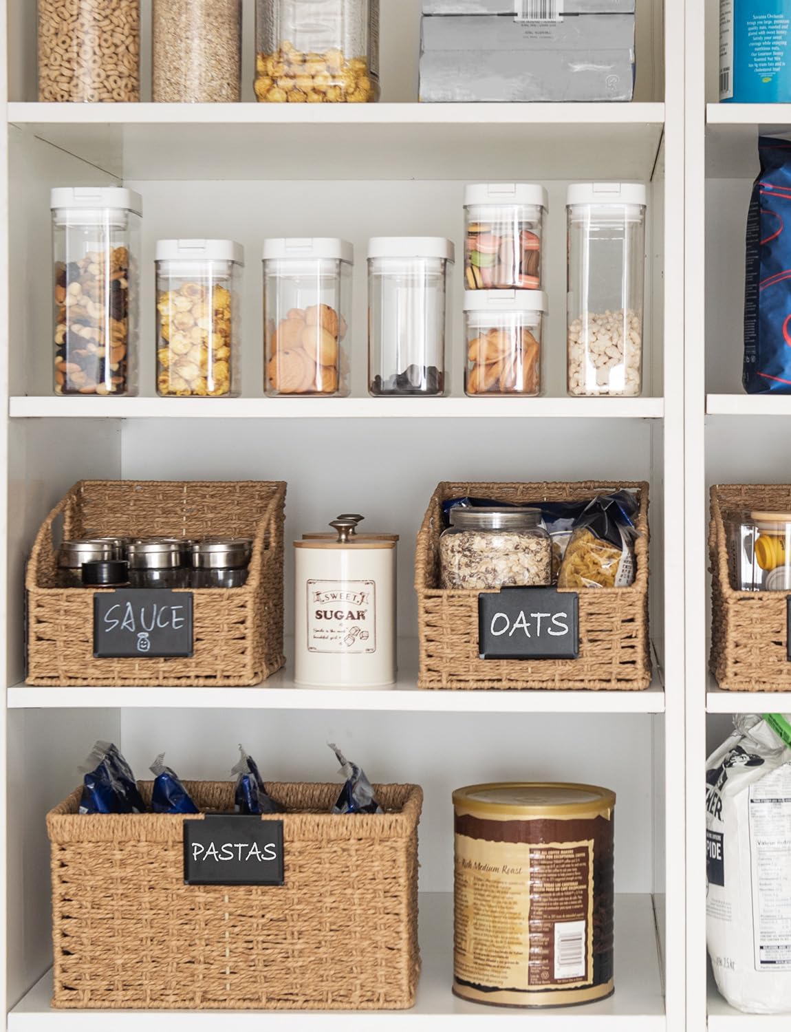StorageWorks Wicker Baskets for Organizing, Pantry Organizers and Storage, Round Paper Rope Storage Basket for Pantry Shelves, Orange, 2 Pack
