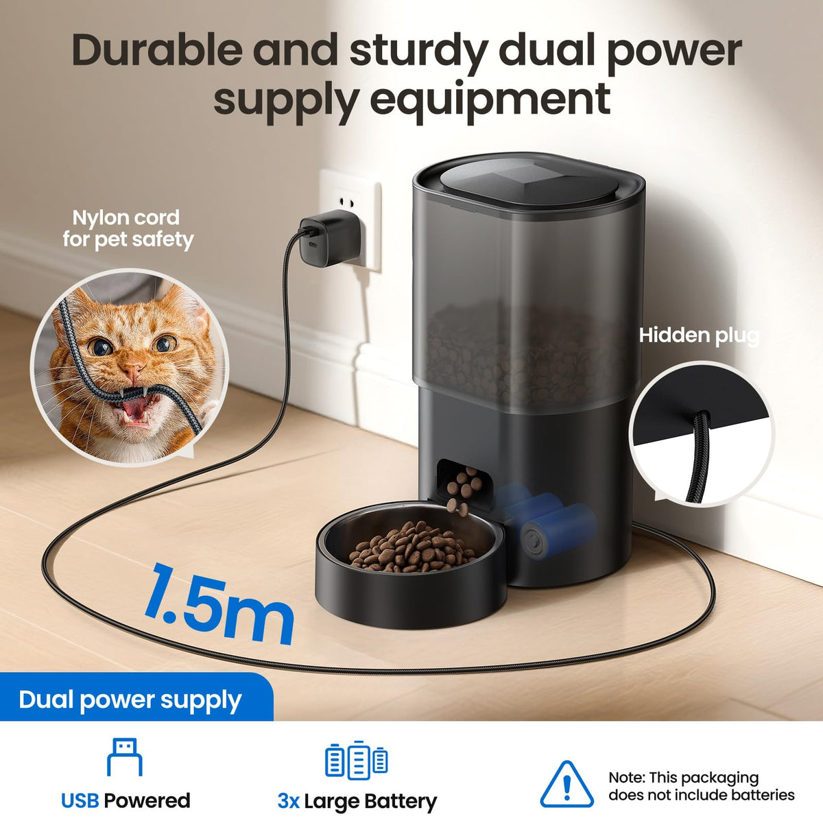 Automatic Cat Feeder and Water Fountain 2-in-1, Smart Timed Cat Food Dispenser with 2.4G WiFi APP Control, Automatic Dog Feeder and Water Dispenser with 10s Voice Recorder for Cats Small Dogs