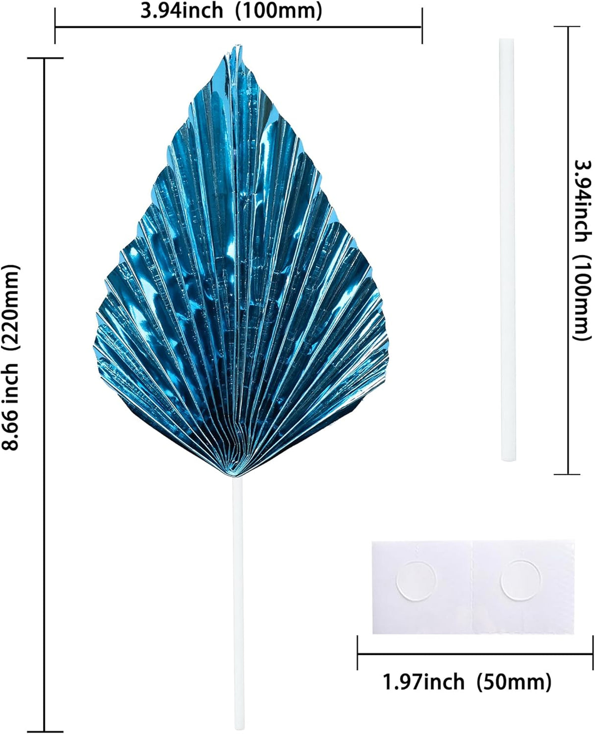 Gyufise 6Pcs Paper Palm Fan Cake Toppers Palm Spear Leaves Fan Cupcake Toppers Cake Insert Decorations Craft DIY Cake Bakeware Decoration for Birthday Party Wedding Party Decor Supplies Light Blue
