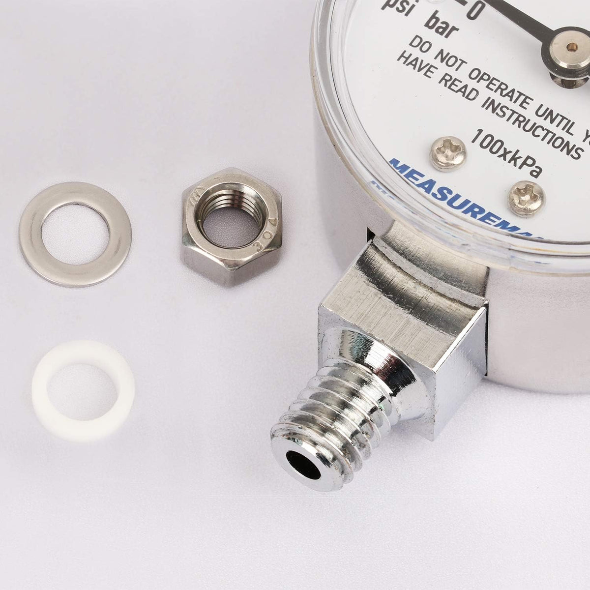 MEASUREMAN Stainless Steel Pressure Cooker Gauge, Pressure Canner Gauge, Steam Pressure Gauge, 2" Dial, Lower Mount, Including Gasket, Washer and Nut