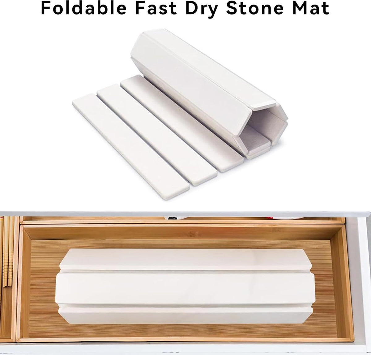 Large Stone Dish Drying Mat for Kitchen Counter, 24" x 16"Fast Dry Stone Mat, Super Absorbent Dish Drying Mat, Drying Board Diatomaceous for Kitchen, Utensils, Fruits, Instant Drying Stone Mat, White