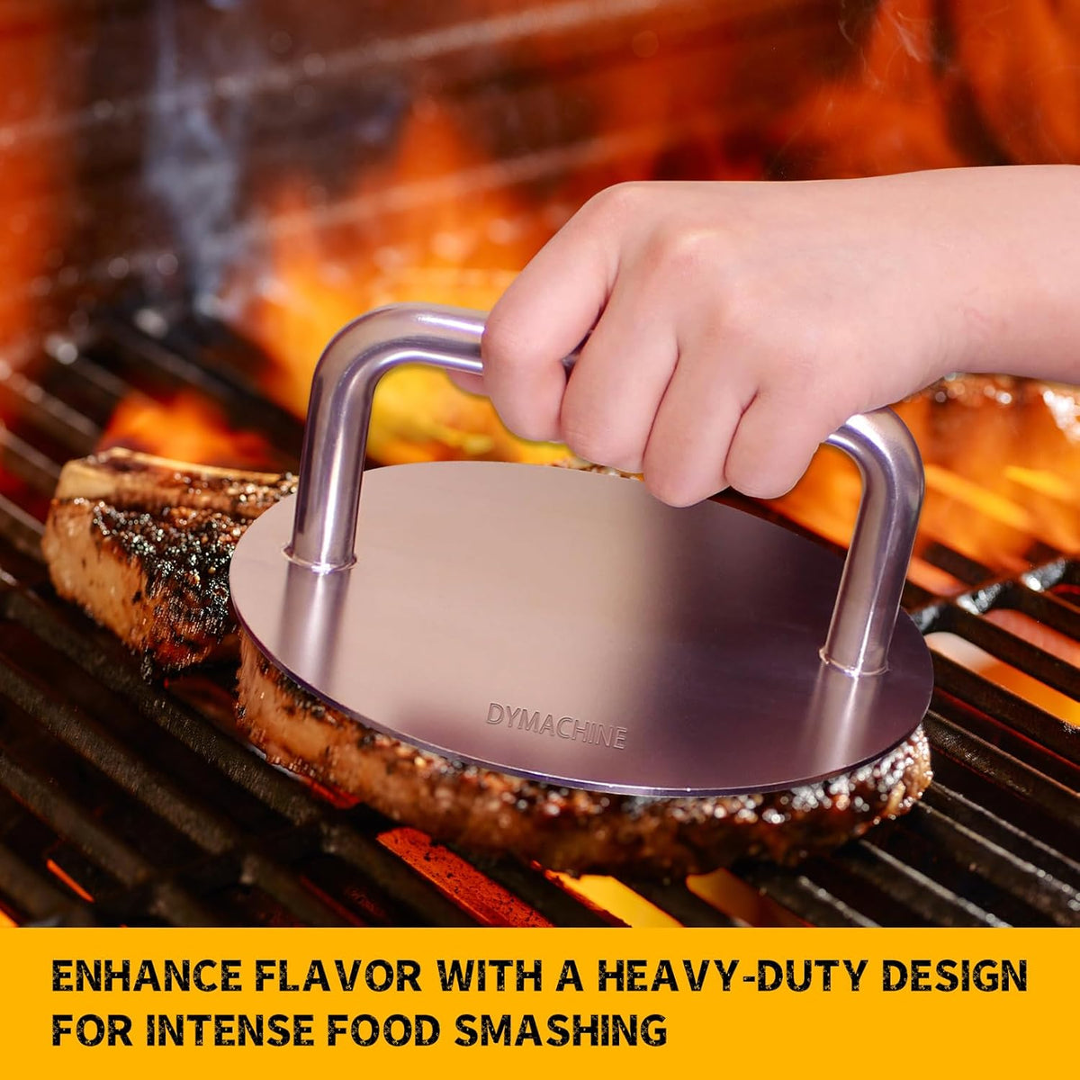 Smash Burger Press,7 Inch Stainless Steel Hamburger Press,2.5mm Thick Heavy Duty Non-Stick Smooth Smasher,Round Grill Weight Press, Griddle Press Kitchen Stuff,For Cooking Beef Bacon Steak