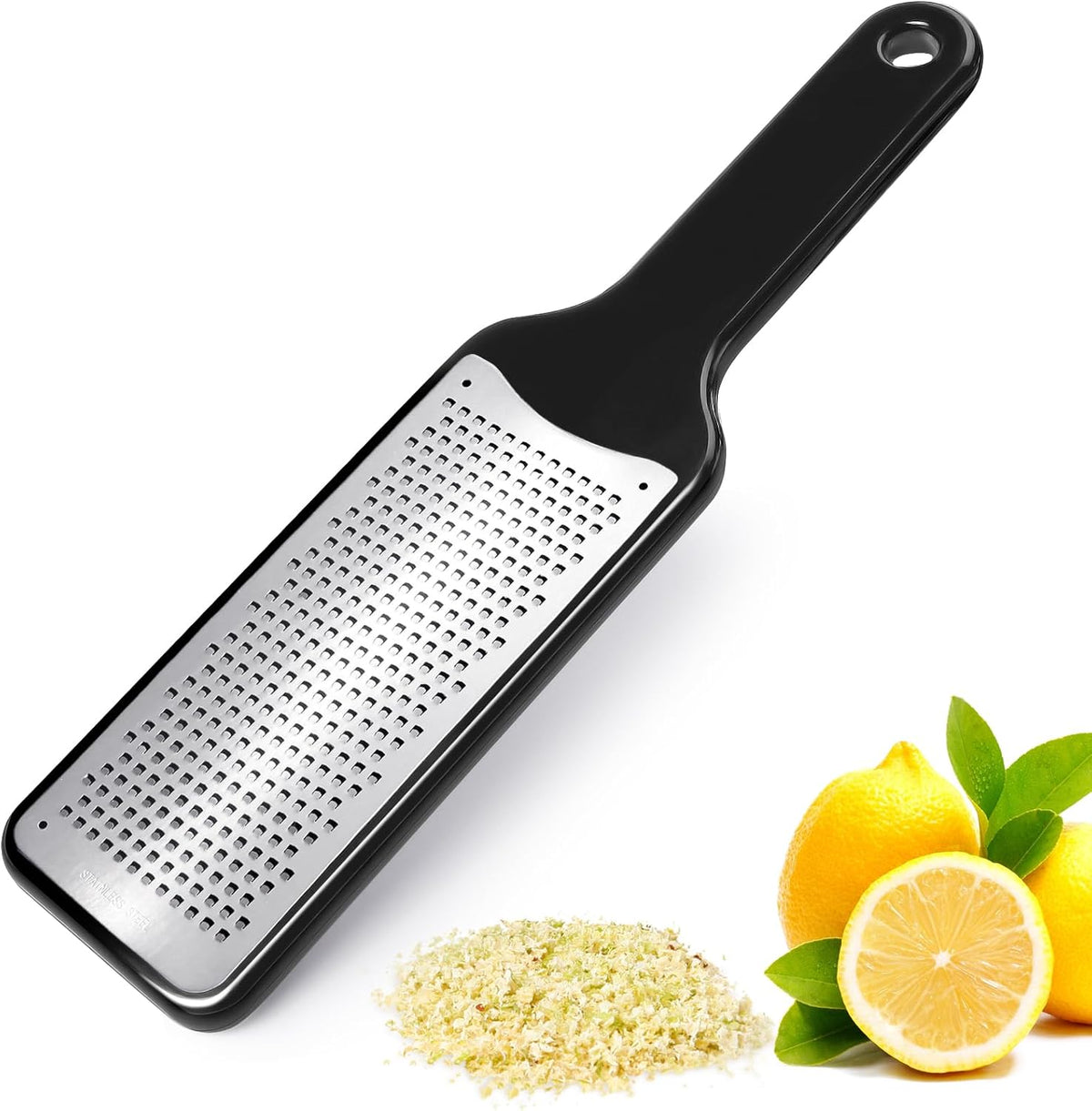 LHS Citrus Lemon Zester Cheese Grater - Stainless Steel Kitchen Tool for Parmesan Cheese, Ginger, Garlic, Nutmeg, Chocolate, Fruits, Dishwasher Safe