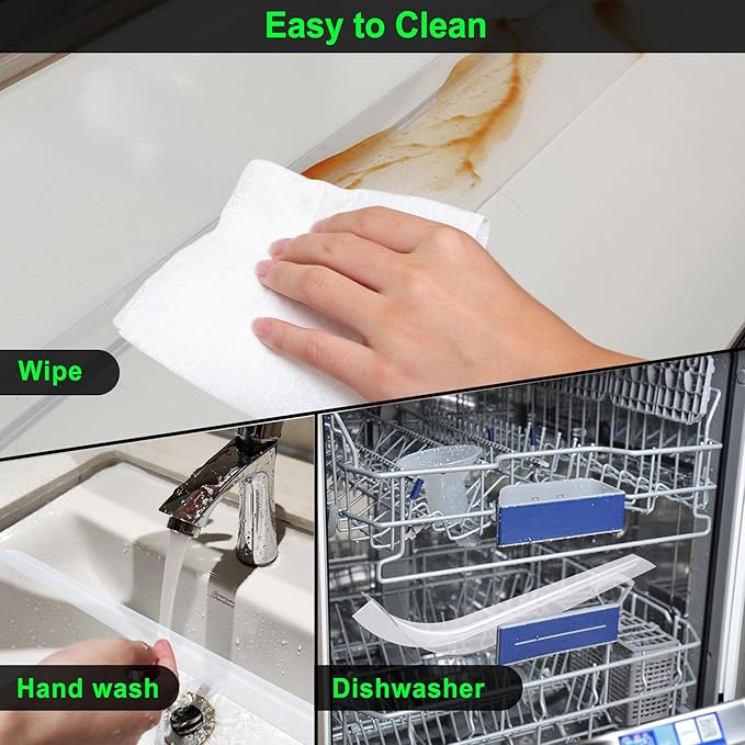 Silicone Stove Counter Gap Cover Kitchen Counter Gap Filler Transparent 25" Long Gap Filler Sealing Spills between Kitchen Appliances Washing Machine and Stovetop, Set of 2 (Clear)