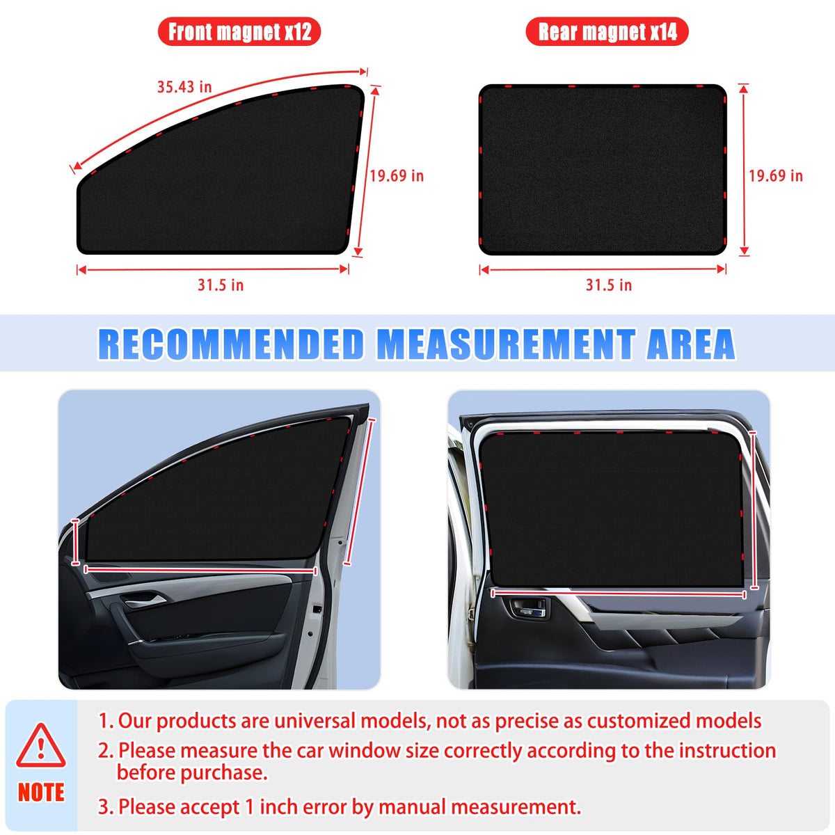 ZATOOTO Magnetic Car Window Shades 4PCS, Car Window Covers Ultimate Privacy