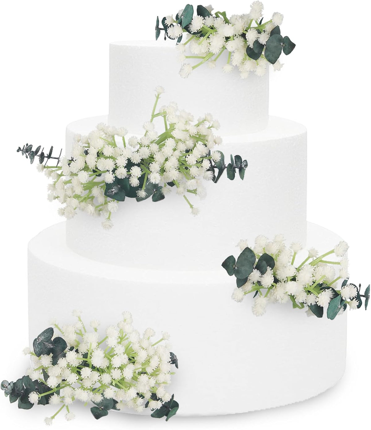 Rinlong Pre-made Cake Toppers Flowers Cake Decorations Baby's Breath Eucalyptus Wedding Cake Decorating Flowers Decor Christening Birthday Baptism Baby Shower Party Cake Topper Flower
