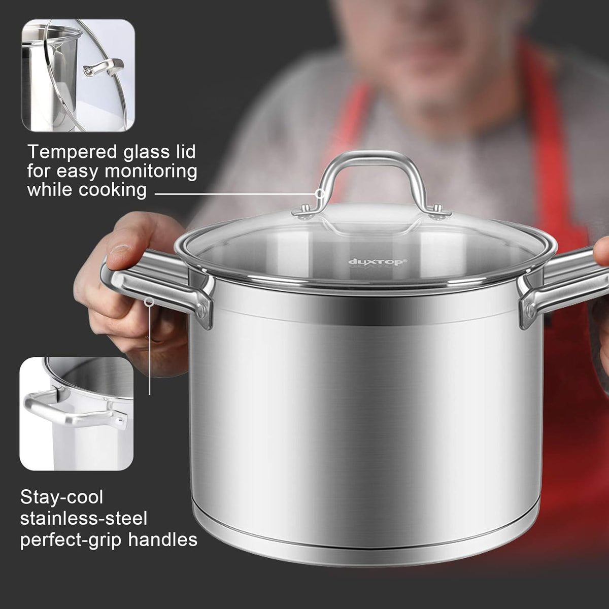 Duxtop Professional Stainless Steel Cookware Induction Ready Impact-bonded Technology (8.6Qt Stockpot)