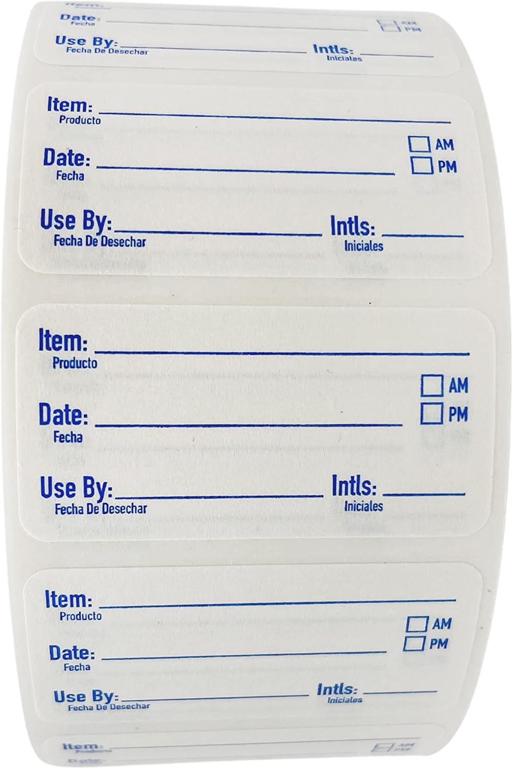 2x1 Dissolvable Labels for Food Containers (500, Blue) - Writeable, Heat-Resistant, Freezer-Safe, Bilingual Restaurant Supplies