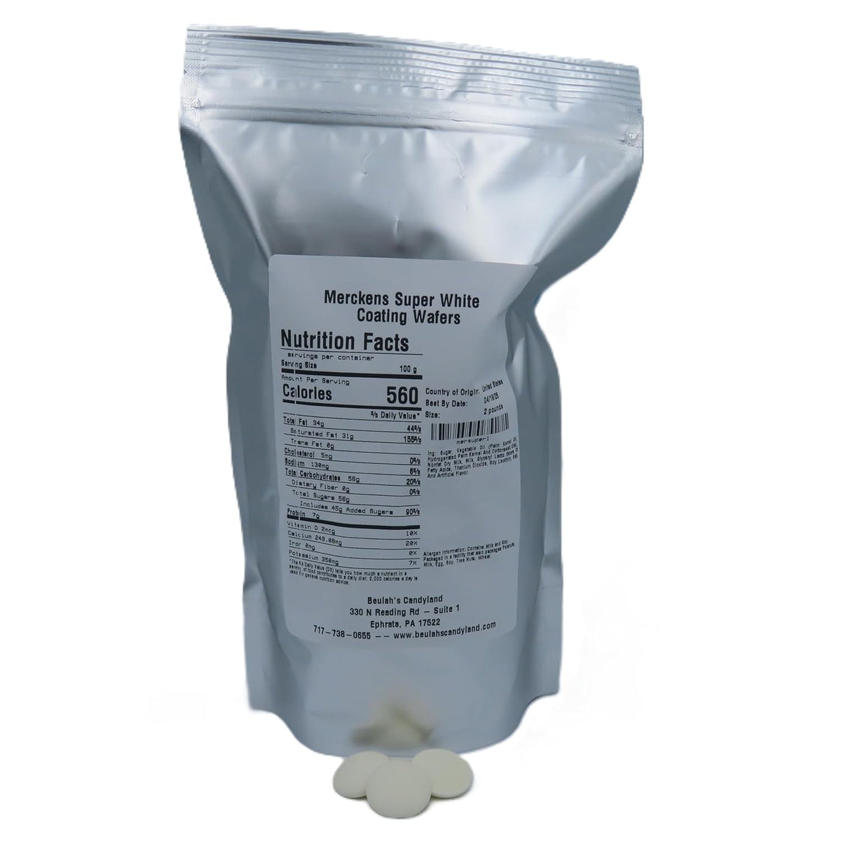 MERCKENS Coating Wafers, Melting Chocolate, Super White, 2 Pound Package