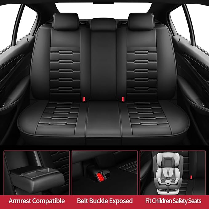 Fit Venue Car Seat Covers for Hyundai Venue 2020-2025 2026 - Upgraded Premium Waterproof & Breathable Leather, Airbag Compatible, All-Weather Seat Cushion Protector (Full Set, Black)
