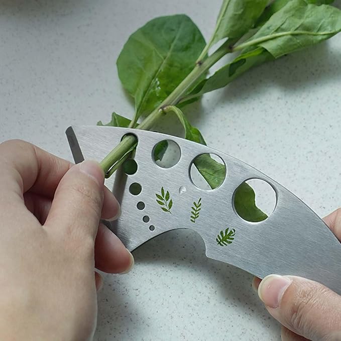 Professional 430 Stainless Steel Herb Leaf Stripper with Multi-Size Holes & Precision Blade - Kitchen Essentials for Parsley, Cilantro and Leafy Greens