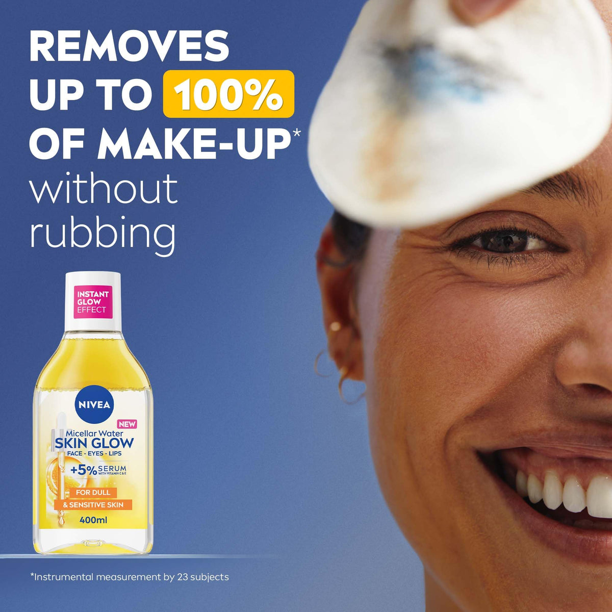 NIVEA Skin Glow Micellar Cleansing Water for Face Eyes Lashes – Gentle Daily Makeup Remover and Facial Cleanser with Vitamin C & E and Amino Acid Complex for Sensitive Skin, 13.5 fl. oz