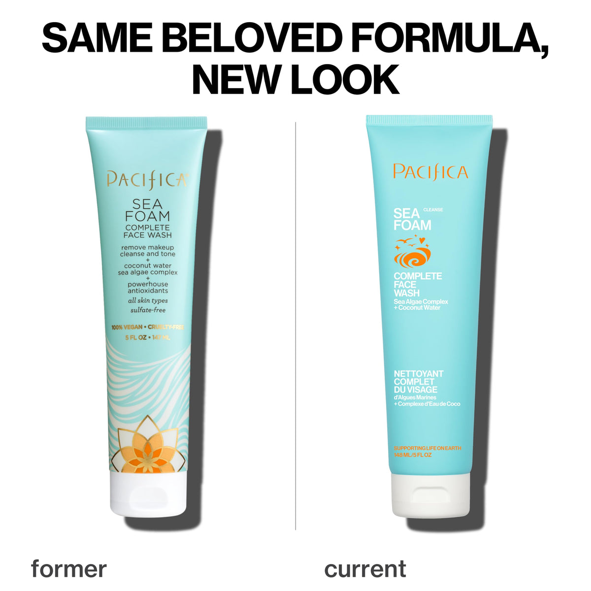 Pacifica Beauty Sea Foam Complete Face Wash Set, Skincare, Daily Gentle Facial Cleanser, Makeup Remover, Coconut Water, Sea Algae Complex, Sulfate & Paraben Free, Vegan, 5 fl oz (2 Pack)
