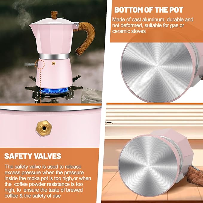 3 Cup Aluminum Espresso Stovetop Moka Pot Express Coffee Maker Percolator Italian Classic Mocha Coffee Machine for Italian and Cuban Cafe Brewing for Home & Camping 150ml 5oz