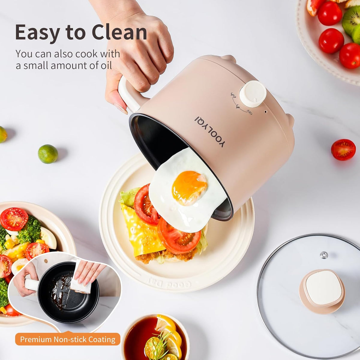 Hot Pot Electric : 1.5L Mini Ramen Cooker with 2 Temp Settings, Portable Lazy Pot Dorm, Office Must Have for Ramen/Noodles/Soup/Oatmeal