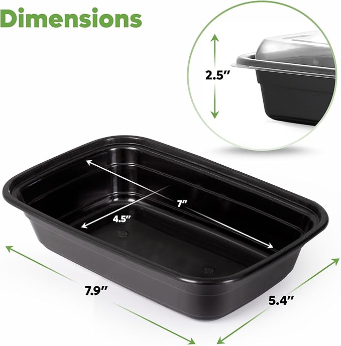 GUSTO [24 oz - 50 Count 1-Compartment Meal Prep Containers with Lids – Reusable, Microwaveable, Dishwasher & Freezer Safe, BPA-Free Food Storage Boxes for Portion Control (Formerly Comfy Package)
