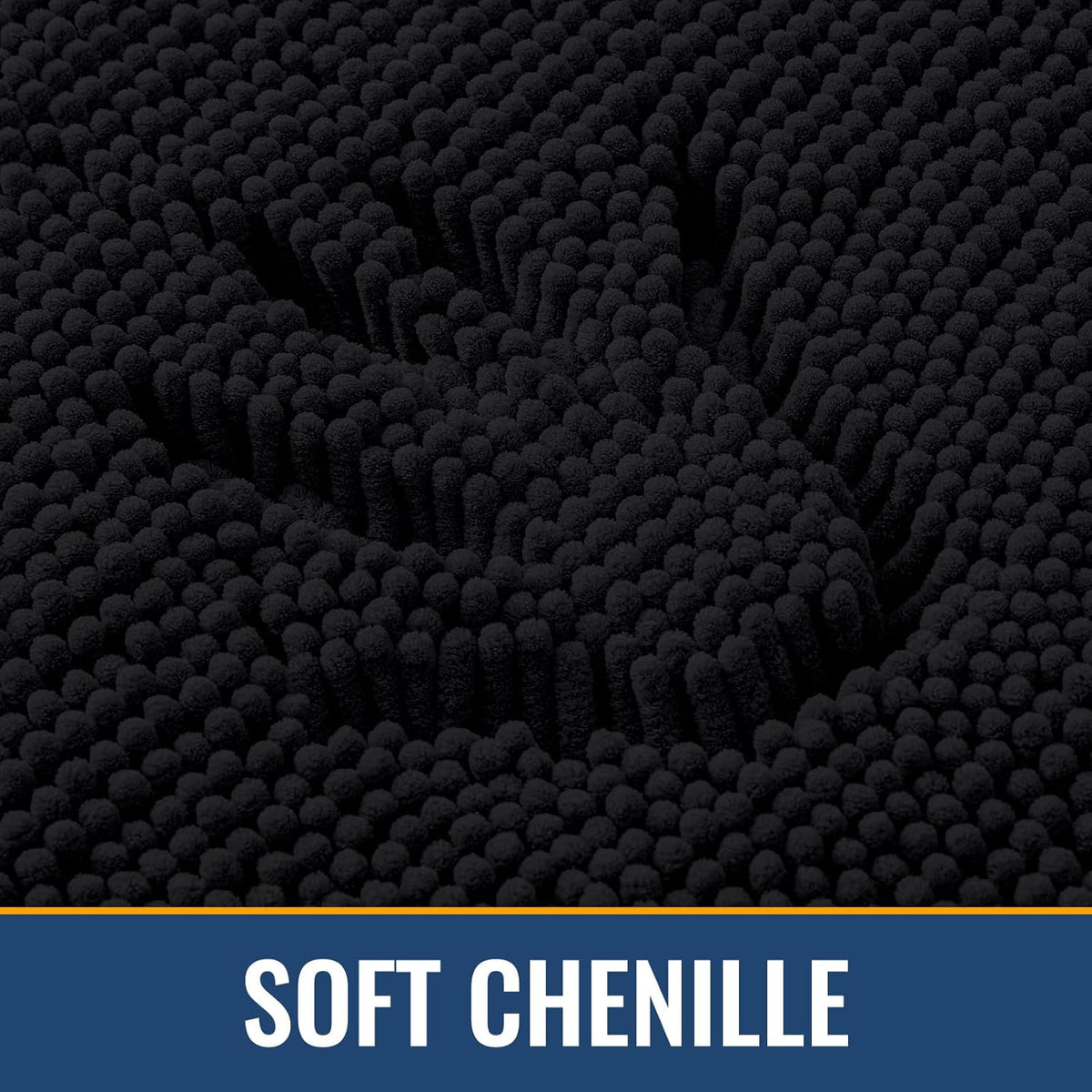 Arotive Bathroom Rugs 36x24, Extra Soft Absorbent Shaggy Chenille Bath Rugs, Machine Washable Rubber Backing Non-Slip Bath Mats for Bathroom Floor Tub and Shower, Home Decor Accessories, Black