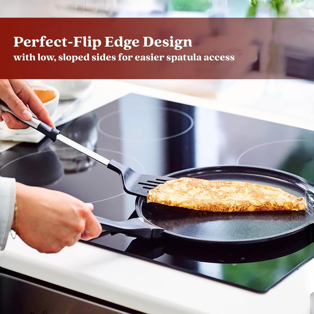 Alva Energy 6-Piece Ceramic Nonstick Frying Pan Set, PFAS/PTFE-Free – 8", 9.5", 11" Fry Pans, 12" Wok + 11" Crepe Pan, Stay-Cool Handles, Induction & Gas Compatible, Lightweight & Dishwasher Safe