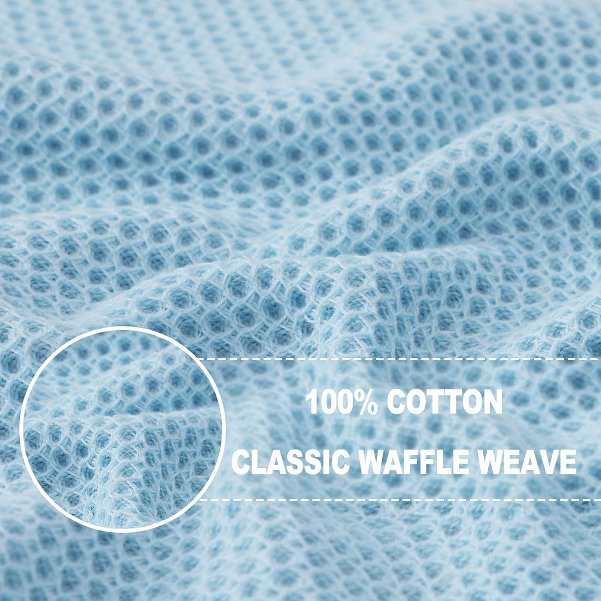 Homaxy 100% Cotton Waffle Weave Kitchen Dish Cloths, Ultra Soft Absorbent Quick Drying Dish Towels, 12 x 12 Inches, 12-Pack, Sky Blue