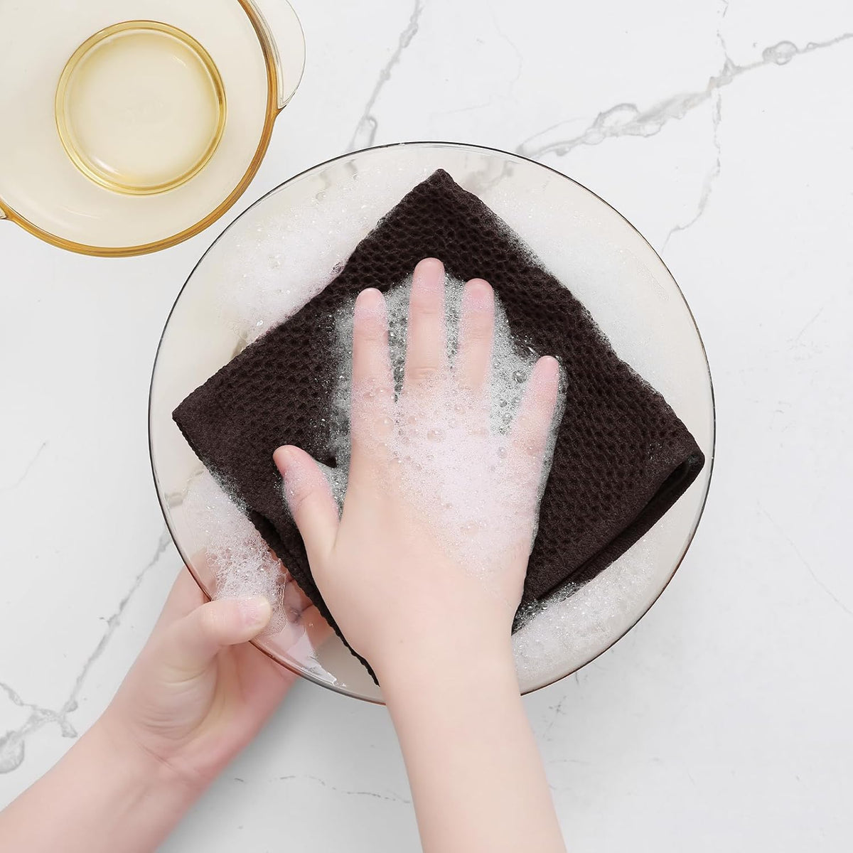 Homaxy 100% Cotton Waffle Weave Kitchen Dish Cloths, Ultra Soft Absorbent Quick Drying Dish Towels, 12 x 12 Inches, 12-Pack, Dark Brown