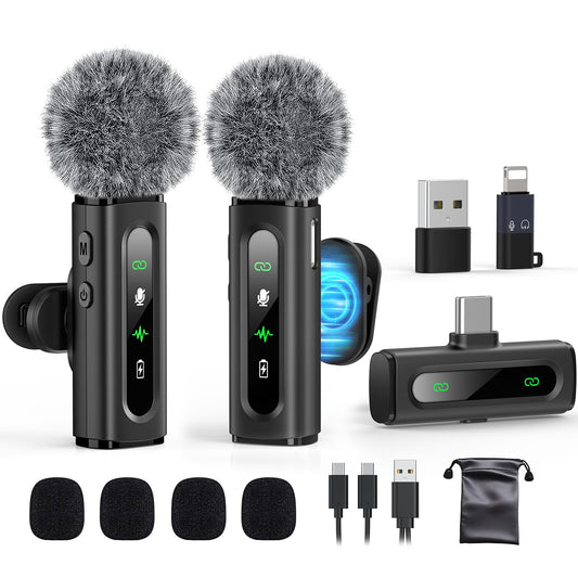 USB C Lavalier Microphone Wireless Mini Mic for Type-C Android Phone/Tablet/PC Video Recording Clip-on Mics with Rotatable Clip&Denoise Recording, Ideal for Vlog Tiktok Youtube Podcast Content Creator