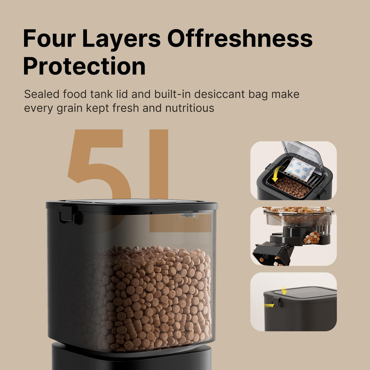 DUDUPET Automatic Cat Feeder, 5G WiFi APP Control Automatic Pet Feeder, 5L Cat Dry Food Dispenser with Remote Feeding,10 Meals Programmable 1-15 Portion Control Auto Dog Feeders for Cats,Puppy