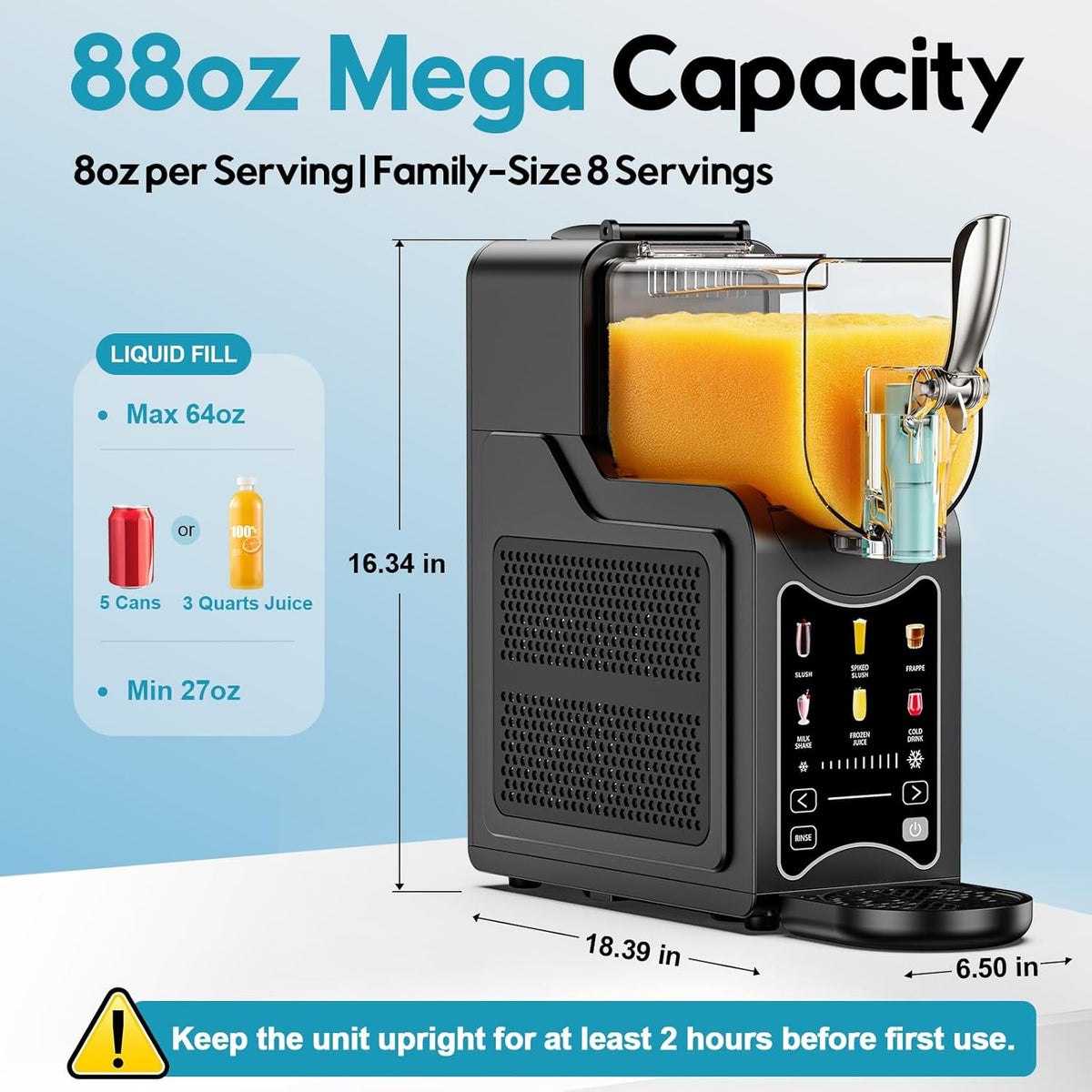 Slushie Machine for Home, Slushy Machine 88 oz Margarita Machine with 7 Preset Programs, Frozen Drink Machine, for Smoothie, Milkshake, Cocktail, Frappés, 10-Level Adjustable Thickness, No Ice Needed