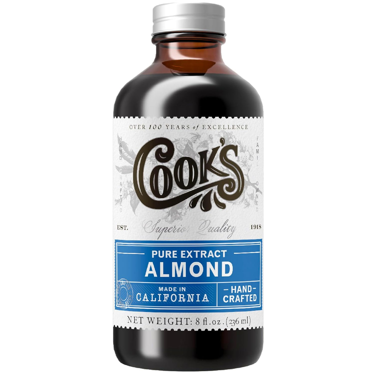 Cook’s, Pure Almond Extract for Baking, Cooking, and Mixology, Allergen Free Almond Flavoring Extract, 8 oz