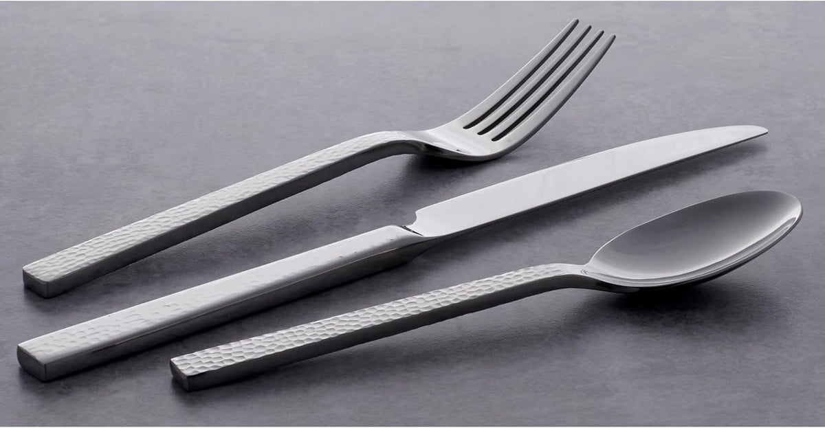 Oneida Chefs Table Hammered 45 Piece Everyday Flatware Set, Service for 8, 18/0 Stainless Steel,Silverware Set