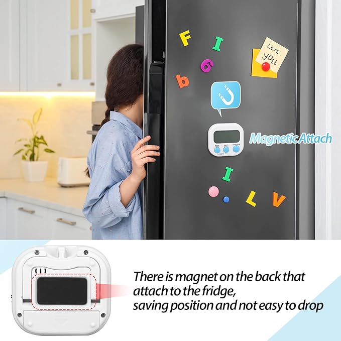Weewooday 24 Pcs Digital Kitchen Timer Magnetic Timer Bulk On/Off Switch Minute Second Count up Countdown Loud Alarm for Exercise Cook Baking (Black,White)