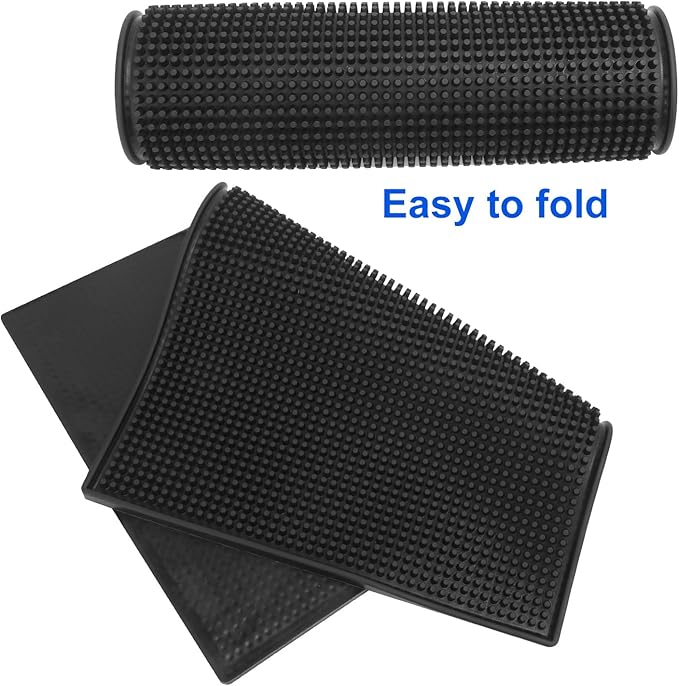 4 Pack Rubber Mats, 18" x 12" Black Bar Service Spill Mat for Countertop, Bartending, Efficient and Stylish Solution