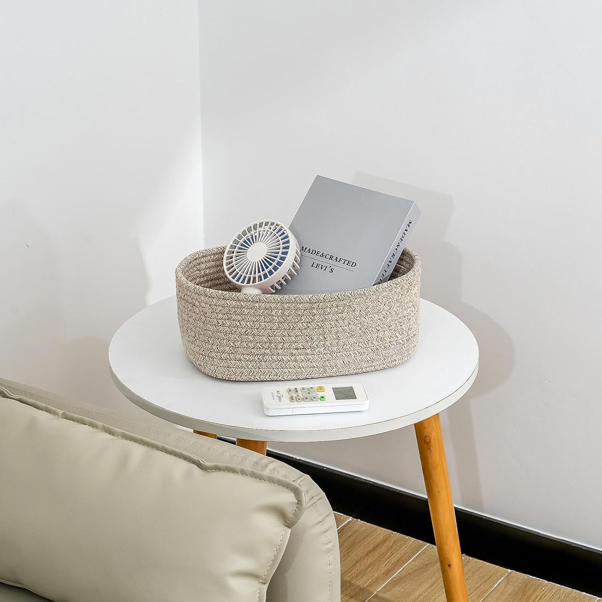 CubesLand Small Storage Baskets for Shelf,Cube Organizer Basket Bin,Woven Baskets for Shelves,Soft Toys Storage Basket,Baby Nursery Basket Bin,Home Decor 12 x 8 x 5.11 inches Light Brown