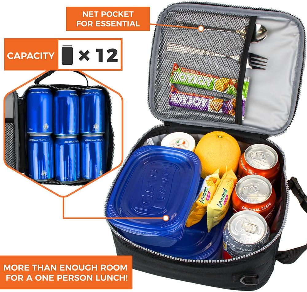 opux Insulated Lunch Box for Men Women Adult, Compact Lunch Bag for Kids Boy Girl Teen, Soft Lunch Cooler Bag for Work School, Leakproof Lunchbox Lunch Pail with Clip-on Buckle, Heather Purple