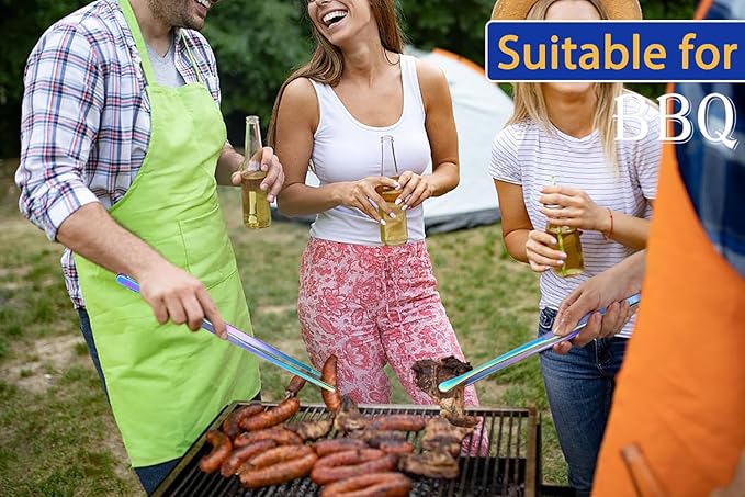 JETKONG 2 Pcs 18 Inch (45cm) Stainless Steel Grill Tongs Heavy Duty Giant Tweezer Tongs, Extra Large Tweezers Tools for Cooking, Grilling, BBQ and Turning Food (Rainbow)