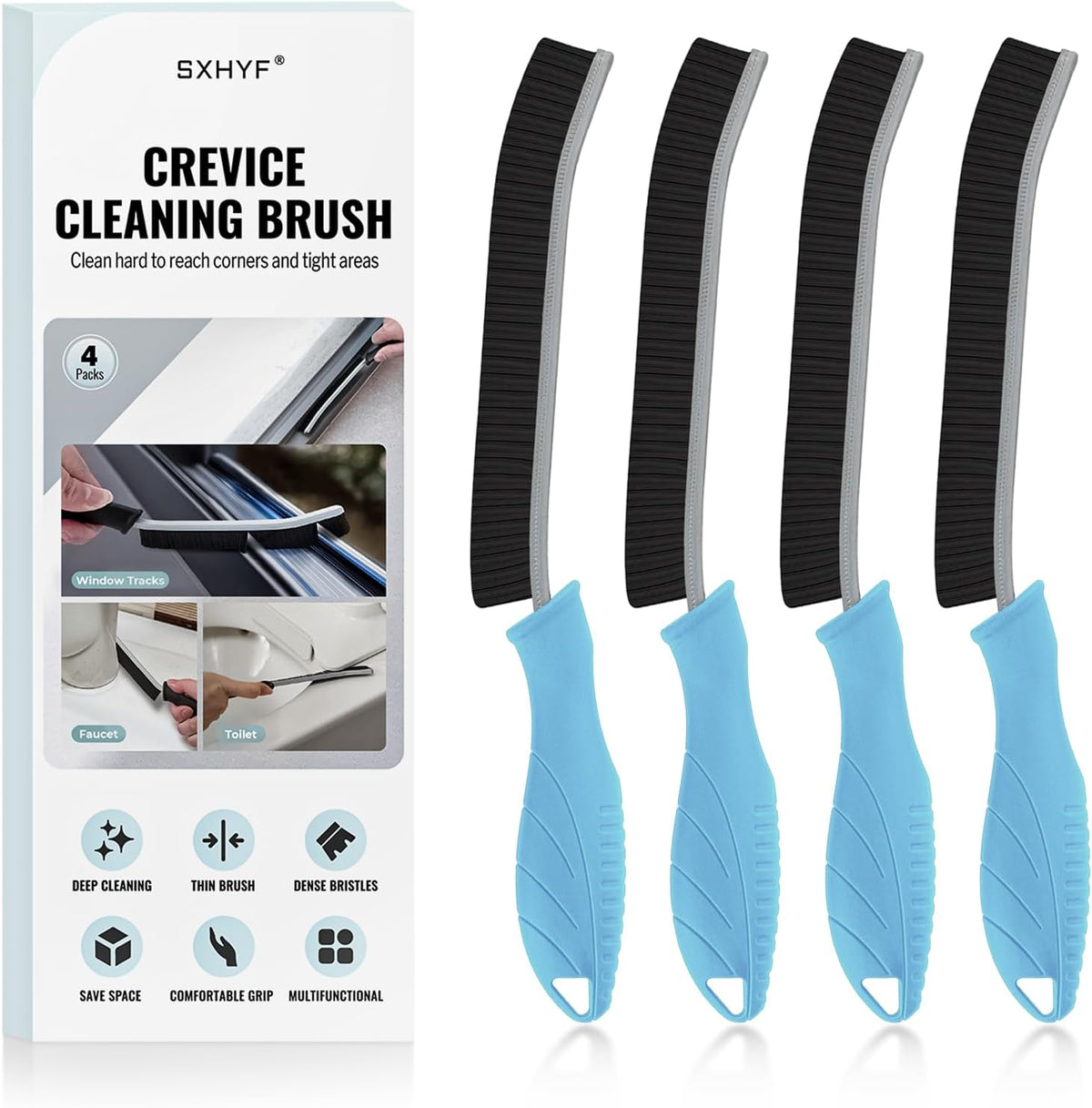 SXhyf Crevice Cleaning Brush - Grout Scrub Brush, House Cleaning Supplies, Gap Cleaning Tools, Home Essentials, Gifts for Women Men, Hard Bristle Crevice Cleaner Brush for Household Use, Bathroom