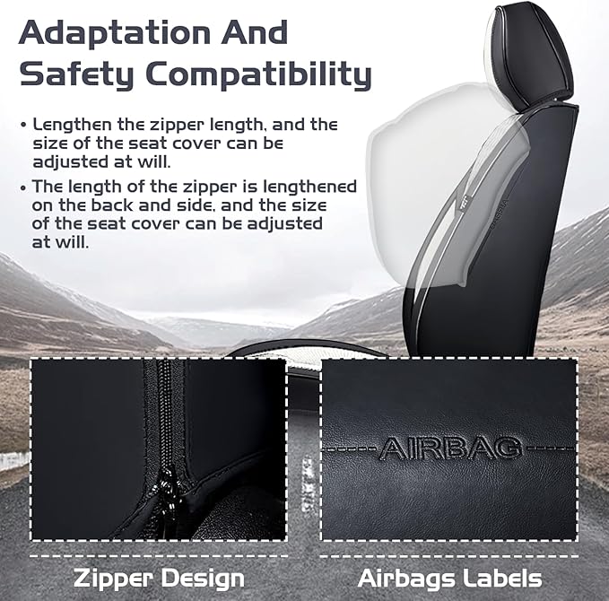 Truck Seat Covers for Toyota Tundra 2008-2026, Waterproof Premium Leather Full Coverage Car Seat Cover, Muscle Sport Style Auto Interior Seat Cover Sets (Full Set/Black White)