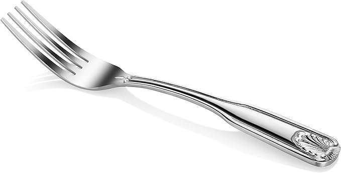 New Star Foodservice 58284 Shell Pattern, 18/0 Stainless Steel, Dinner Fork, 7.7-Inch, Set of 12
