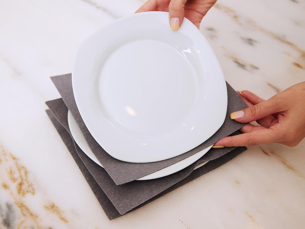 Covermates Keepsakes Dish Storage Box - Stackable, Reinforced Handles, China Storage, Graphite