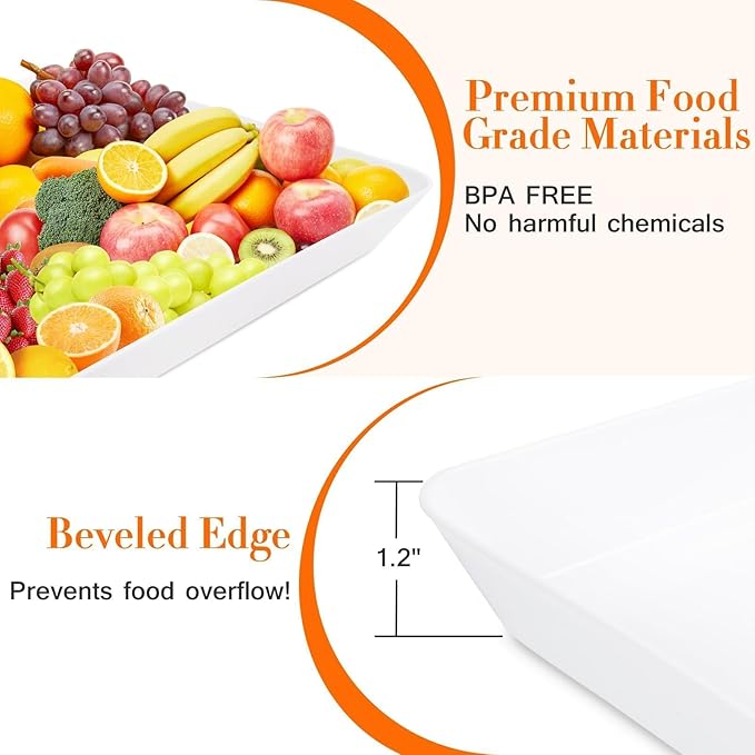 WOWBOX 5 pcs Serving Tray for Entertaining, Serving Platters for Fruit, Cookies, Dessert, Snacks, Reusable Plastic Trays for Serving Food and Pantry Organization in Kitchen & for Parties
