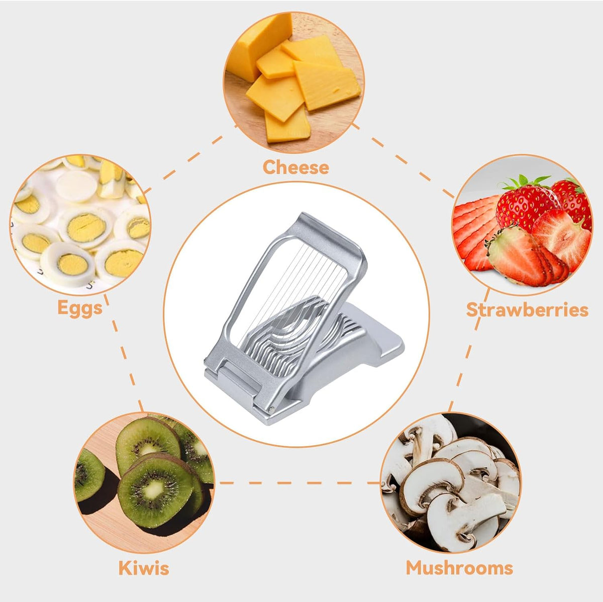 Egg Slicer for Hard Boiled Eggs Heavy Duty Fruit Egg Cutter with Stainless Steel Wire