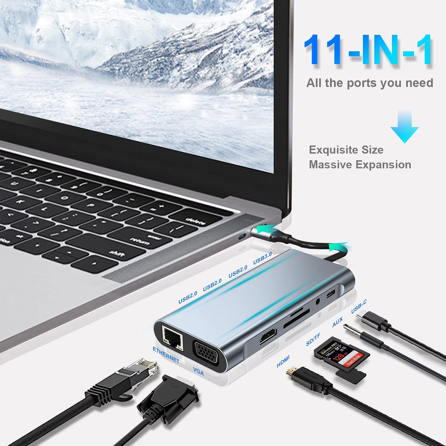 SZPACMATE USB C HUB 11 in 1 Docking Station Compatible with MacBook Pro/Air