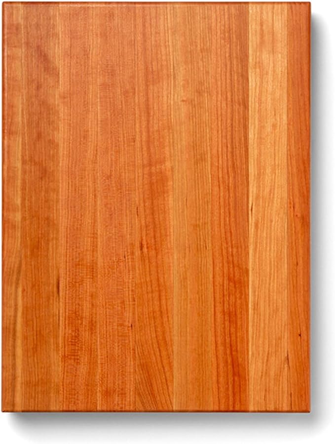 John Boos RA-Board Series Rectangular Wooden Cherry Cutting Board 20”x15” – 2.25” Thick, 20-lb Reversible Butcher Block with Edge-Grain & Finger Grips – Made in the USA