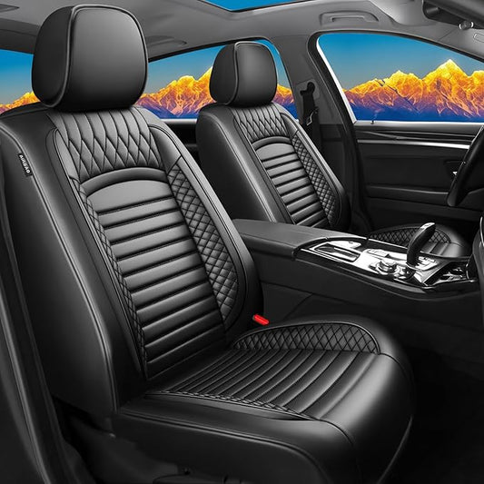 Fit Santa Cruz Car Seat Covers for Hyundai Santa Cruz 2022-2025 2026-Upgraded Premium Waterproof & Breathable Leather, Airbag Compatible, All-Weather Seat Cushion Protector (Full Set, Black)
