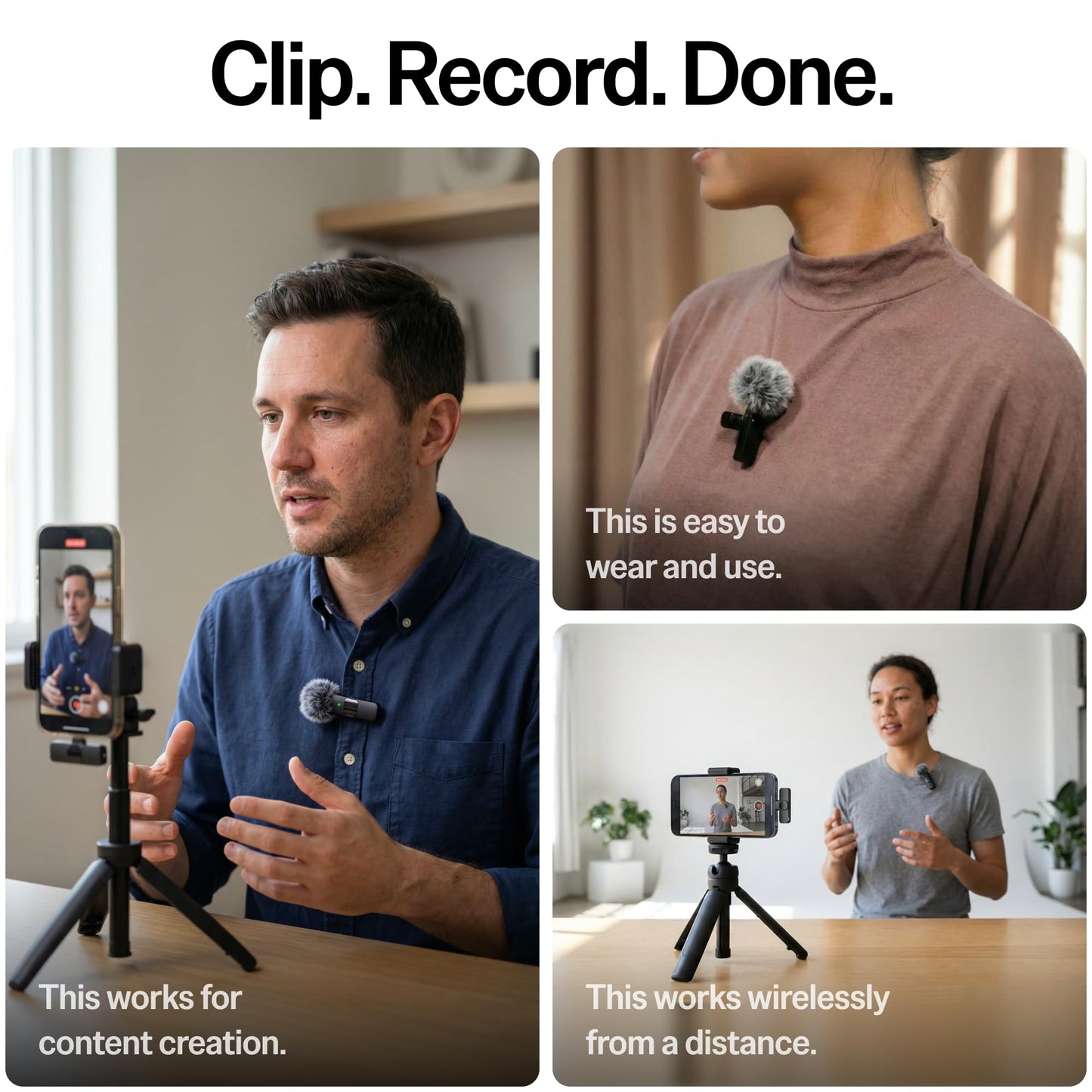 Mini Mic Pro (Latest Model – #1 Microphone for iPhone & Android, Wireless Mini Microphone, Clear Voice, Noise Cancelling, Lavalier Mic for TikTok, YouTube & Interviews