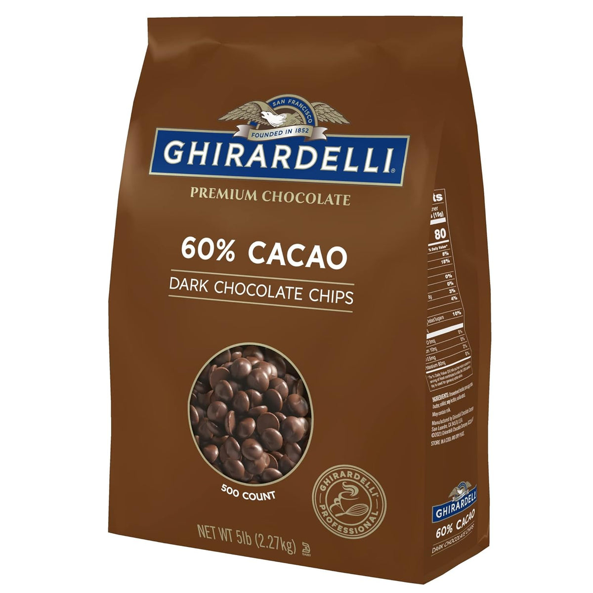 Ghirardelli Chocolate Company 60% Cacao Dark Chocolate Chips, 5lb (Pack of 2)