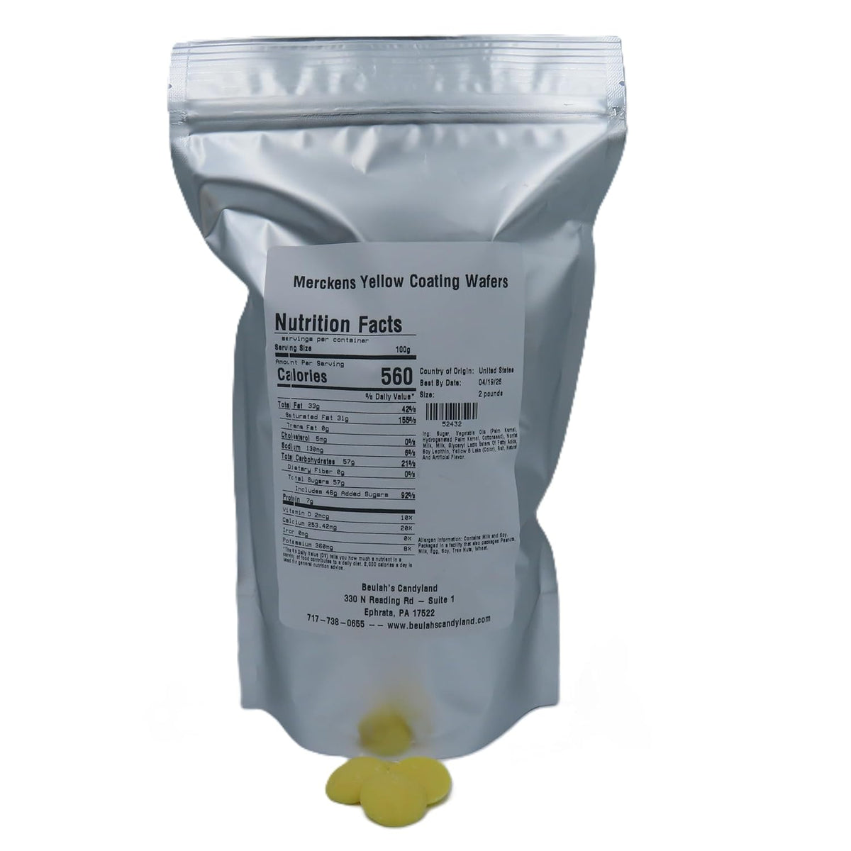 MERCKENS Coating Wafers, Yellow Melting Chocolate, 2 Pound Package