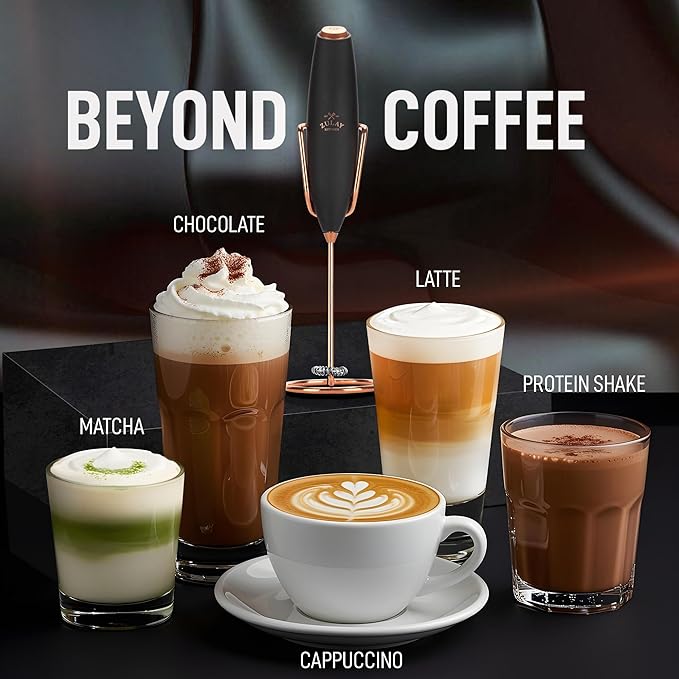 Zulay Kitchen Executive Series Luxury Gift Milk Frother with 4 Duracell Batteries – Handheld Electric Foam Maker for Coffee, Lattes & Hot Chocolate – Deluxe Finish, Ultimate Gift for Coffee Lovers