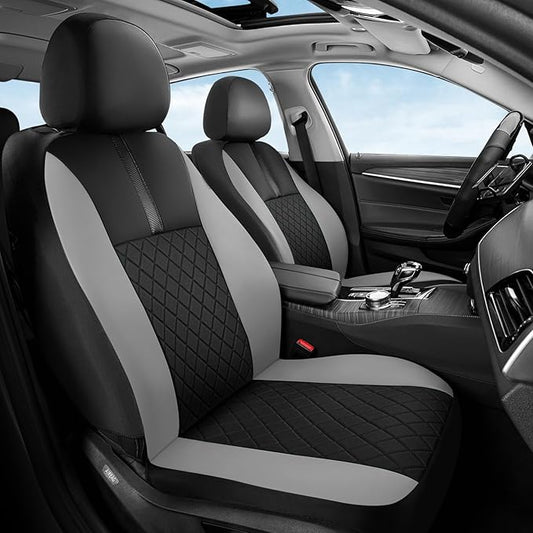 Coverado Car Seat Covers Full Set, Automotive Leather Seat Covers for Car，Universal Fit Front Back Seat Cover, Non-Slip Waterproof Breathable Car Seat Protector